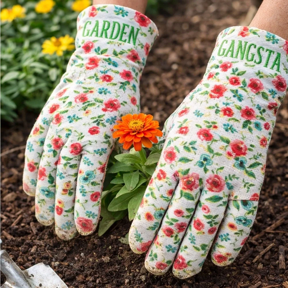Garden Gangsta Floral Safety Yard Work garden Gloves funny breathable